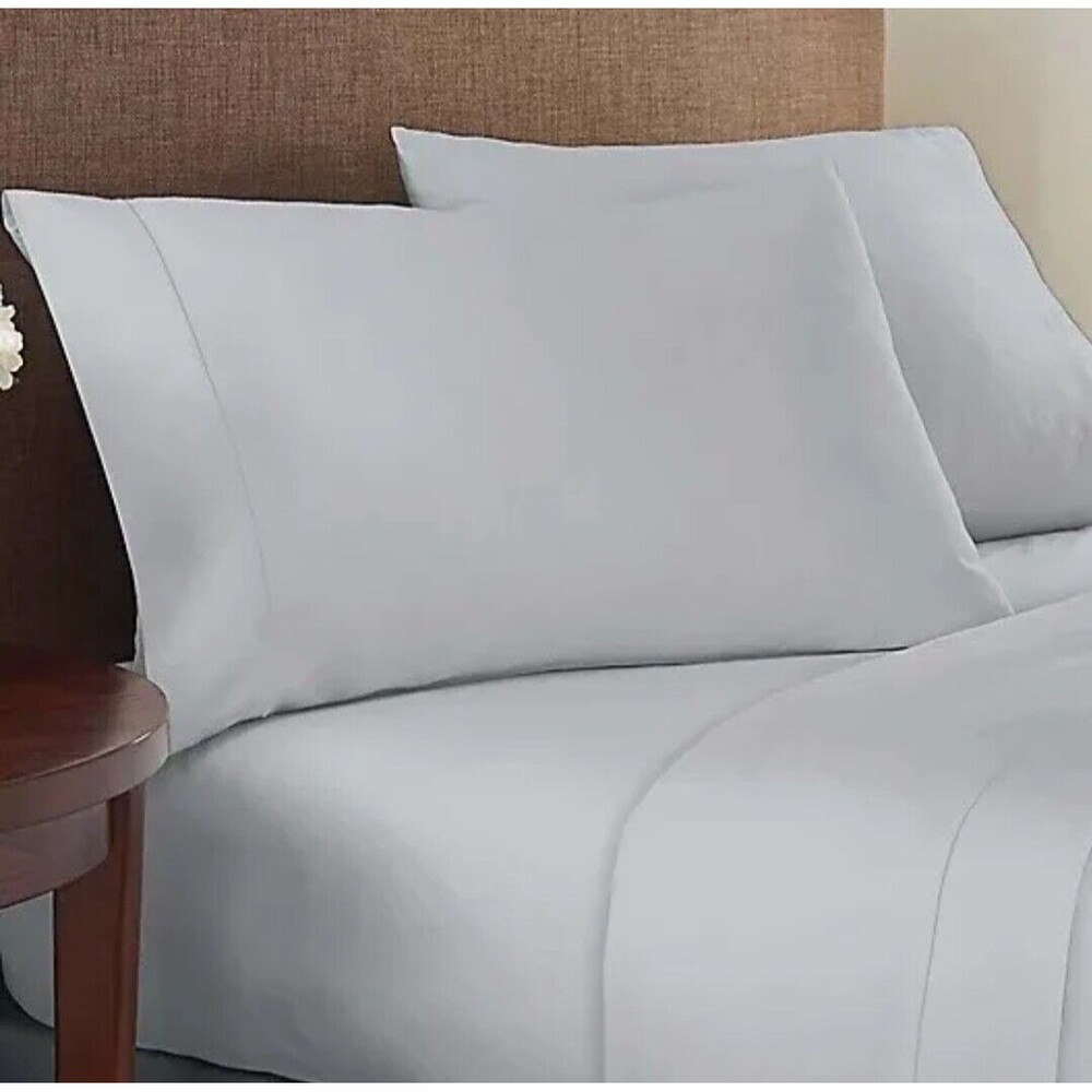 Therapedic Sleep Rx 400TC Cotton Blend Queen Pillowcase Set of 2, Glacier Grey